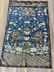 Antique Excellent Chinese Qing Dynasty Silk Kesi Textile Dragon Panel,