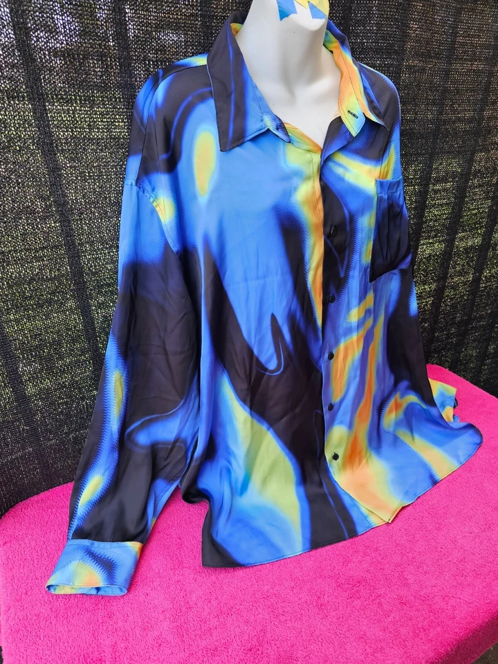 ZARA Abstract Print Men's Multicolor Shirt Lightweight Long Sleeve - Size XL - Image 4 of 4