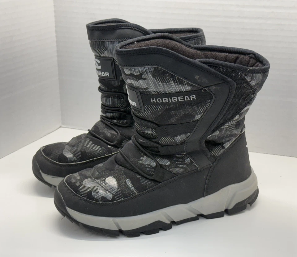 Водонепроницаемые зимние ботинки Hobibear с круглым носком размер 5 черные с флисовой подкладкой размер EUC 37 - Изображение 4 из 4