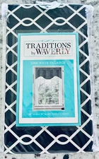 Waverly Ellis ONYX Pattern Wave Window Valance Curtains, 56"x16" NEW