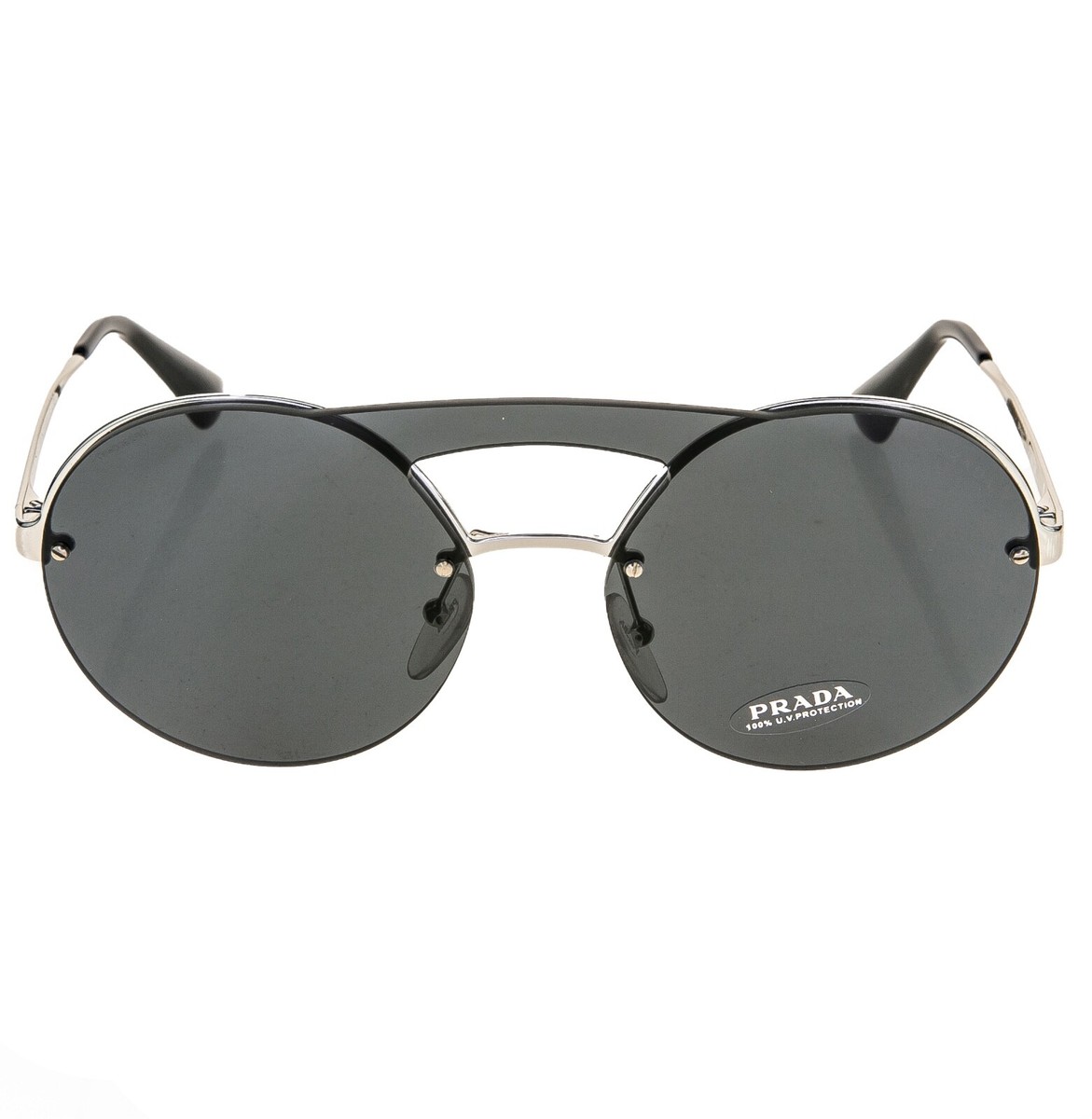 小物 PRADA Sunglass Gradationg Black y2k PRADA 65T CINEMA Sunglasses Silver Black Rimless Metal PR65TS