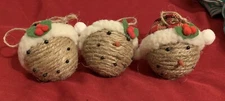 ⛄️ Primitive Frosty SNOWMAN HEAD FACE Twine Rope CHRISTMAS ORNAMENTS