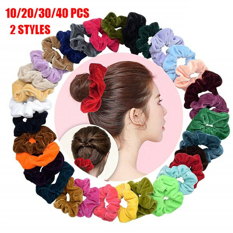 Bandas elásticas de terciopelo para el cabello crujientes corbatas de cuerda para mujeres niñas Foto 3 de 4