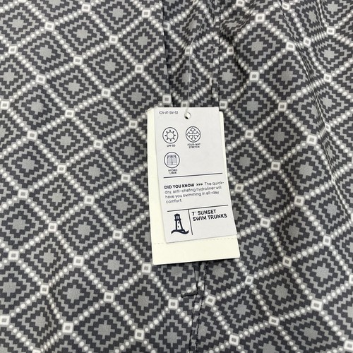 Pantaloncini da bagno Lands End uomo piccoli 28-30 grigi geometrici 7" tramonto nuovi con etichetta foderati - Foto 7 di 16