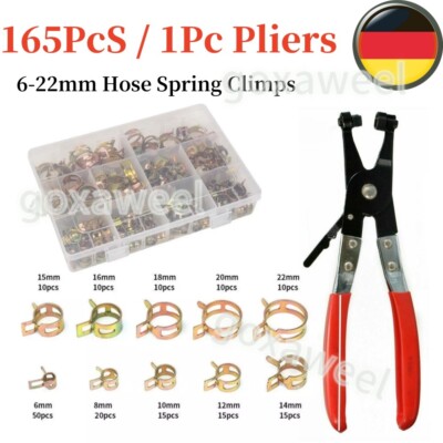 165tlg Benzin Schlauchschellen Set Ohr Schlauchklemmen Federklemmen Sortiment DE