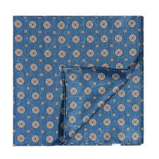 Men's 100 Silk pocket square Cerulean Floral 53cm 21" Hand rolled Made in China