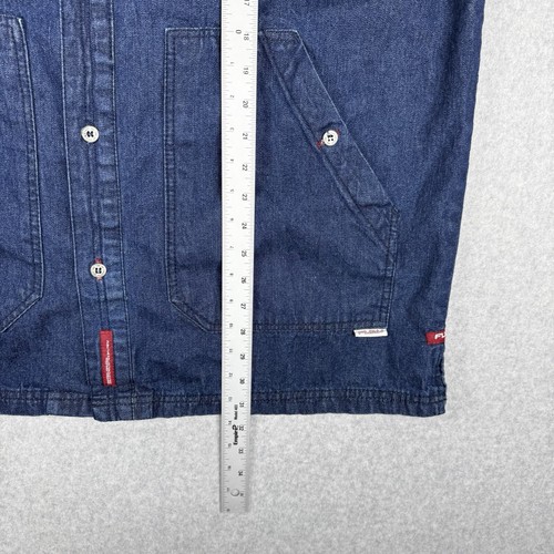 Vintage Fubu Shirt Mens XL Blue Denim Y2K Button Up Shacket Hip Hop Streetwear - Picture 11 of 13