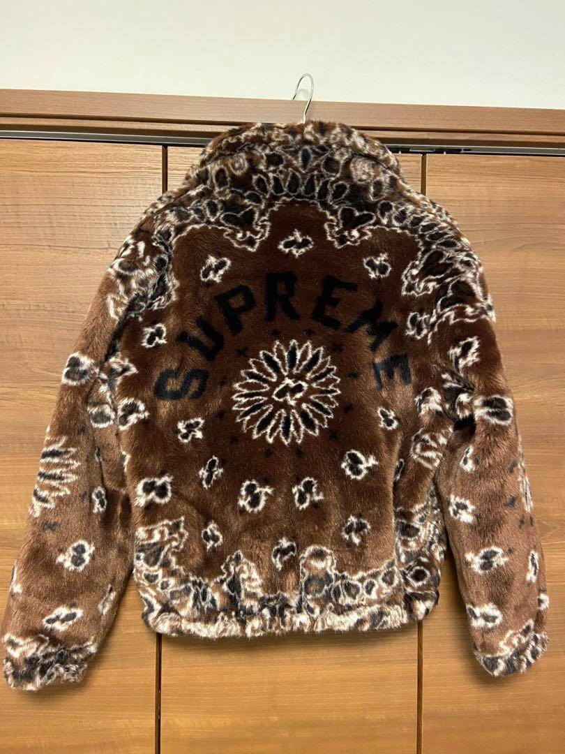 Supreme Bandana Faux Fur Bomber Jacket Brown Size S Used fFree