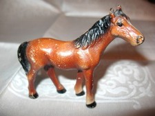 Vintage Hubley Horse Stallion Cast Iron Paperweight Chestnut w/Black Mane Tail