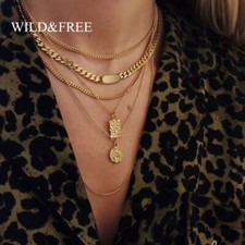 Curb Cuban Chain Necklaces - Stainless Steel Gold Plated Choker Chain Necklace
