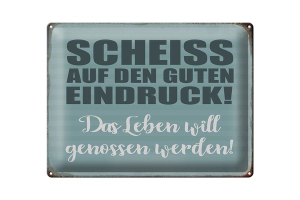 Blechschild Spruch 40X30 Cm Scheiss Guten Eindruck Geschenk Deko Schild-image