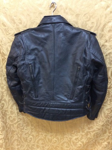 Leather Jacket S Black Motorcycle Biker Zip Out Liner X Element lace sides vents - Picture 15 of 16