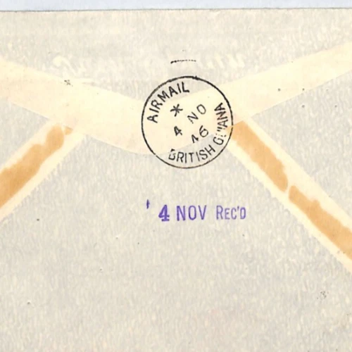 BRITISH GUIANA/USA RETOUR Cover 1946 PAN-AM *TEST AIR MAIL* Mixed Franking XJ19 - Image 3 of 4