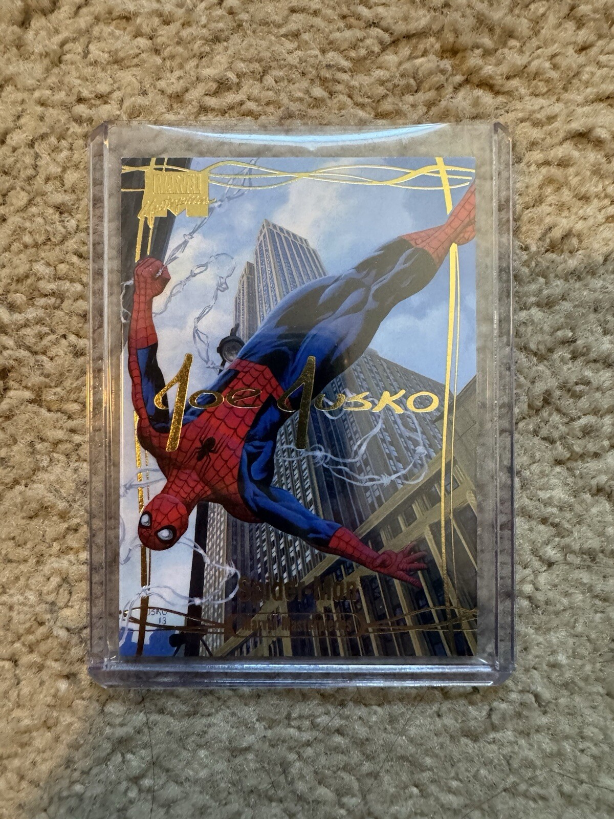 2016 Marvel Masterpieces SPIDER-MAN TIER 4 GOLD FOIL SIGNATURE CARD, #90 - Jusko
