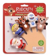 Rudolph The Red-Nosed Reindeer Child PVC Finger Puppets- 5 Pieces Christmas Toys