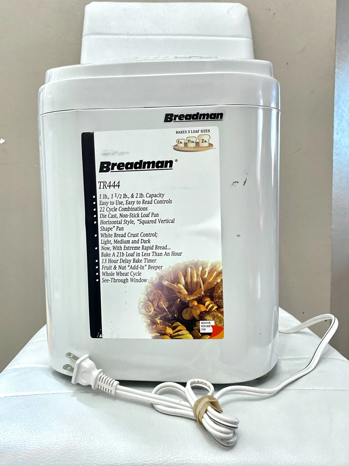 Breadman TR444 Deluxe Rapid Automatic Breadmaker Machine Tested Works