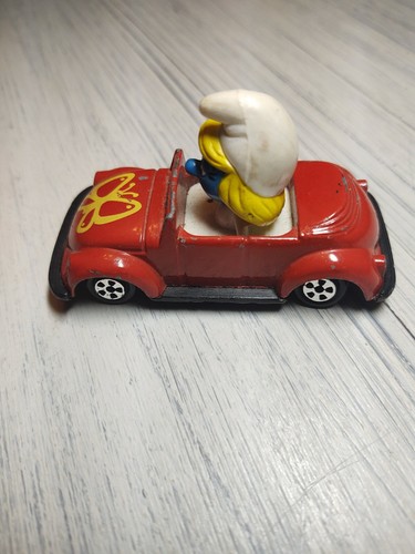 Smurfs Smurfette Ertl Car Rare Black Tires Vintage Smurf Die Cast Metal Toy 80's - Picture 3 of 6