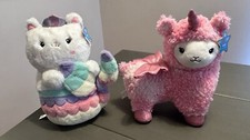 FAO Schwarz Mermaid  Llama Glow Brights Stuffed Plush Animals Lot Of 2 NWT