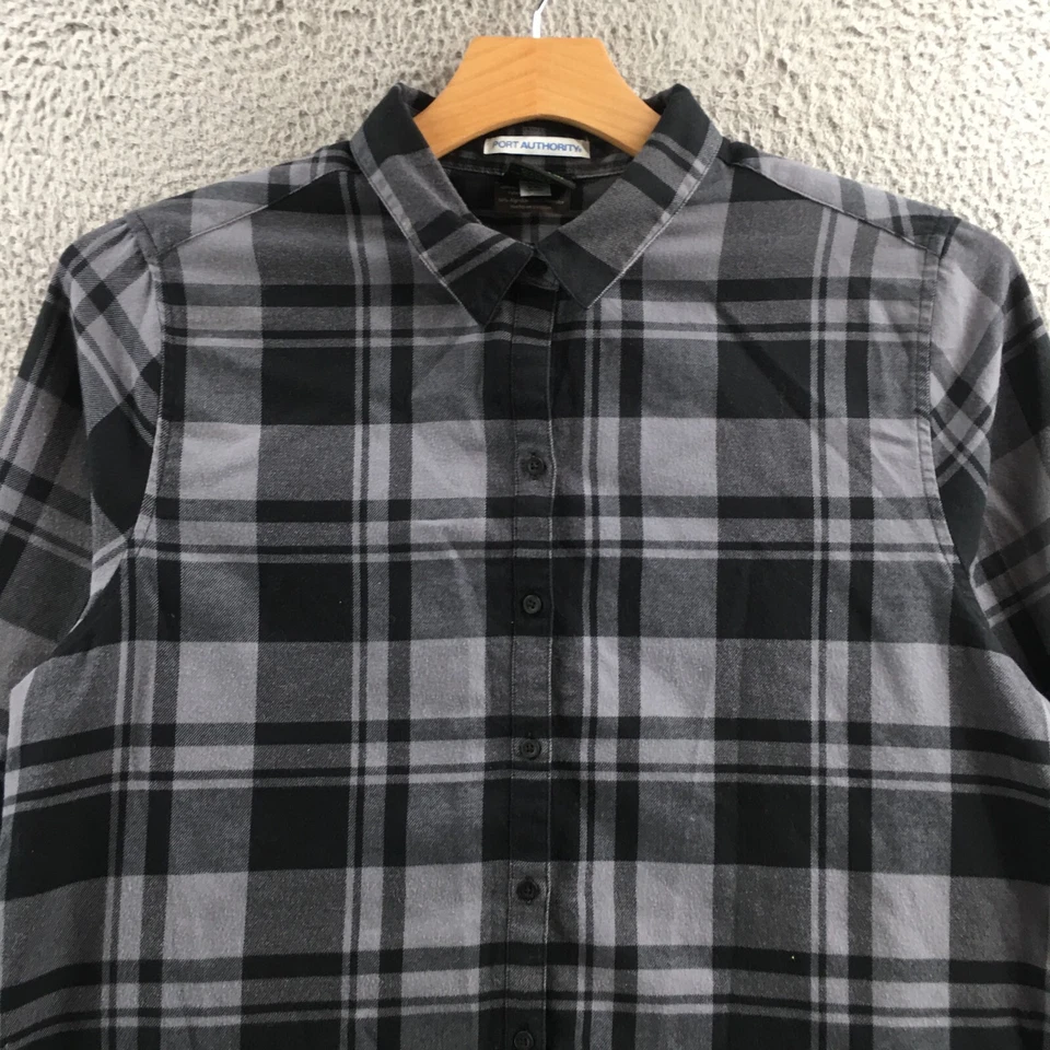 Camisa Arctic Cat Port Authority para mujer XXL gris a cuadros acogedora manga larga abotonada Foto 2 de 4