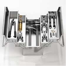 Stainless Steel Folding Tool Box Chest Cantilever Design Auto Repair Organizer