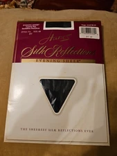 VTG Hanes Silk Reflections Pantyhose Evening Sheer Control Top  Size AB Jet 