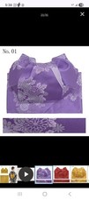Japanese Yukata Obi Bow   Easy Wear with Magic Tape self attach Purple Floral 