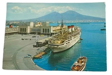 Vintage Postcard ~ Lloyd Sabaudo Line SS Conte Grande Ocean Liner, Naples Italy
