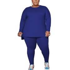 Women's Plus Size 2 Piece Outfits Sweatsuits Long Sleeve Top and Pants Tracks...