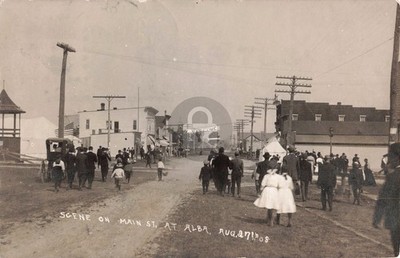 Street View Main St., at Alba MI Michigan 1908 RPPC Photo Postcard COPY