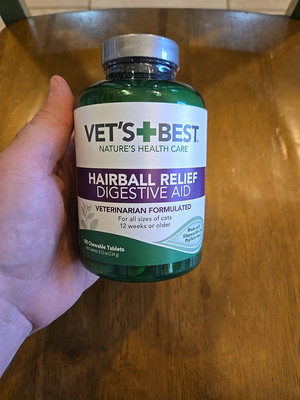 Lot Of 2 Vet's Best Hairball Relief Digestive Aid 180 Chewable Tablets BB: 04/28