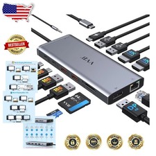 USB C Hub Multiport Adapter, 14 Ports, Dual 4K HDMI, 100W PD, Fast Data Transfer