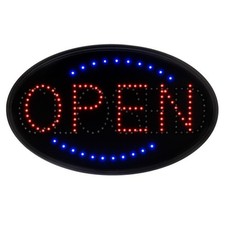 USED Alpine LED Open Closed Sign 23" x 14" Oval Lighted Store Display Plug-In