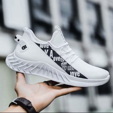 White Mesh Lightweight Lace Up Men's Athletic Sneakers size 6-6.5