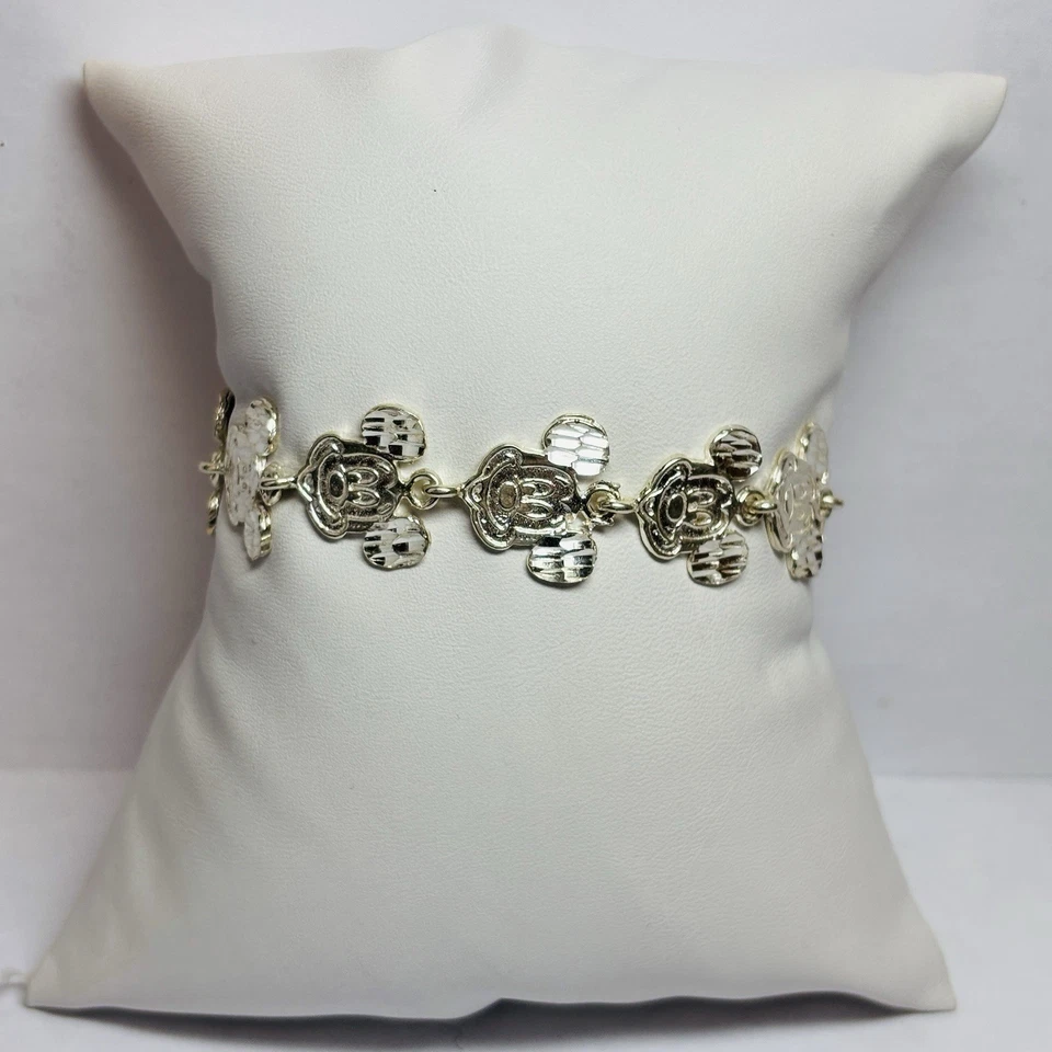 Brazalete con cabeza de Mickey Mouse de plata de ley 925 de 7 pulgadas Foto 3 de 4