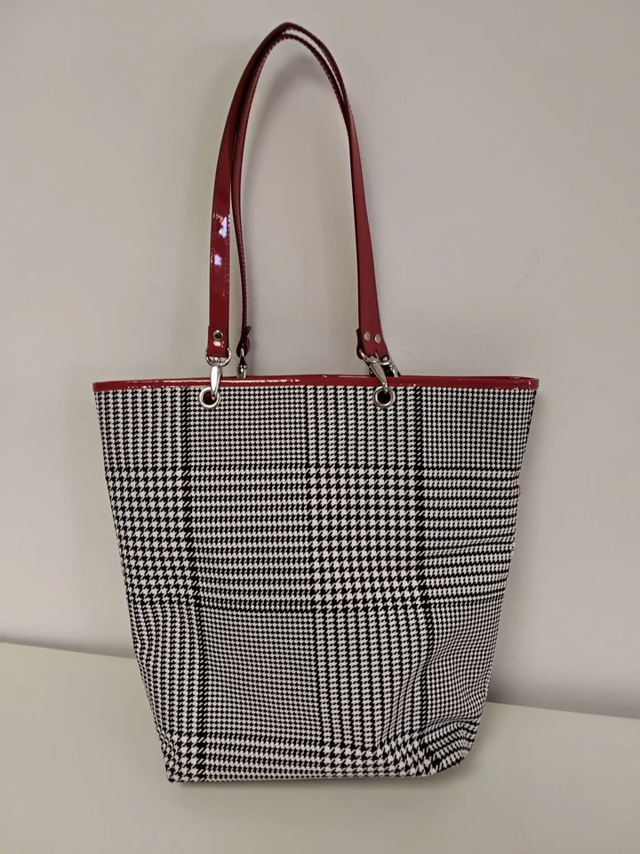 Ralph Lauren Houndstooth Tote Shoulder Bag with Red Handles - Image 2 of 4