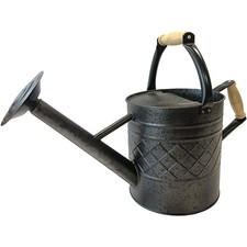 Gardener Select Galvanized Steel Diamond-Pattern Watering Can, Black, 3.5 Liters