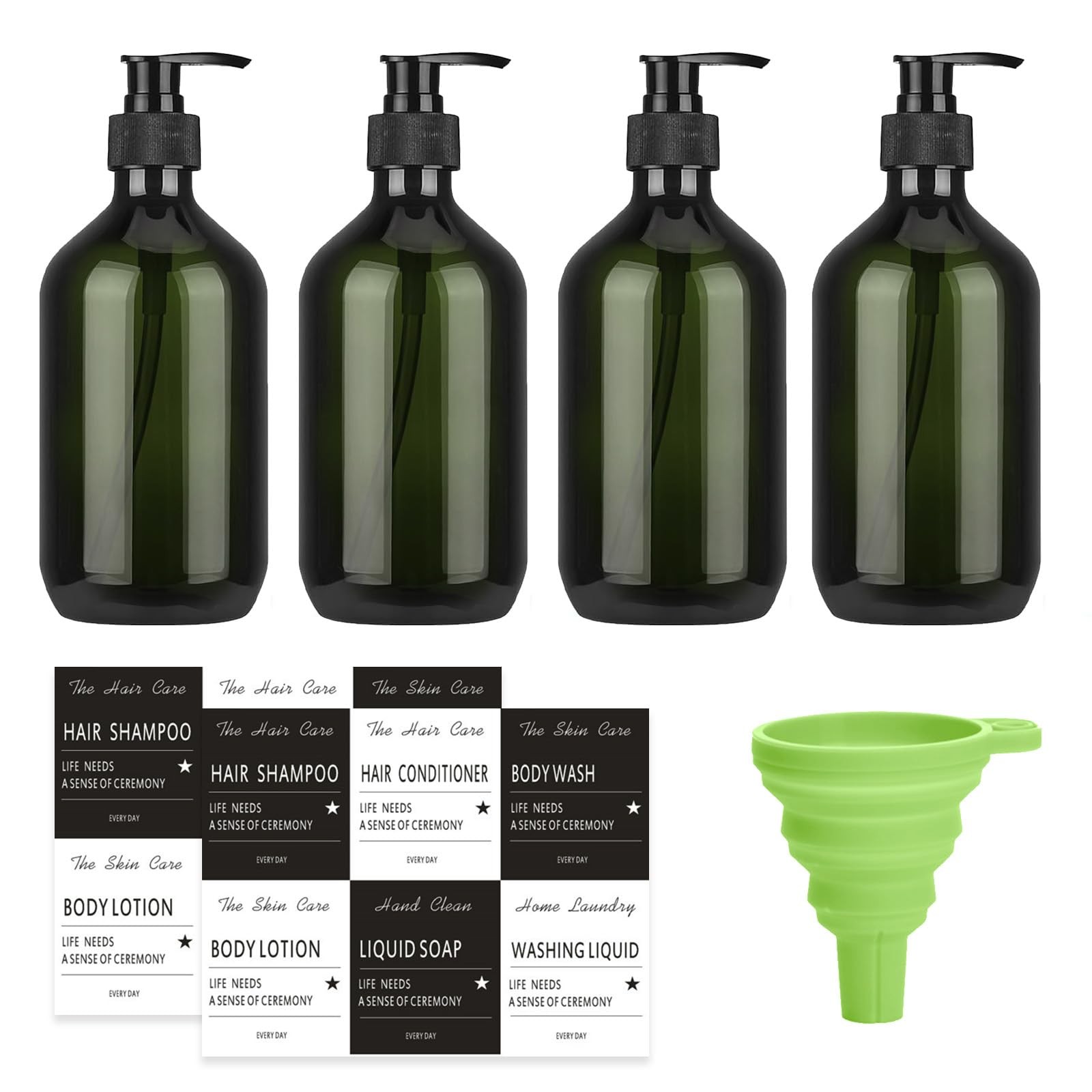 Soap Dispenser Set 4 Pcs Shampoo and Conditioner Dispenser 500 ML Refillable