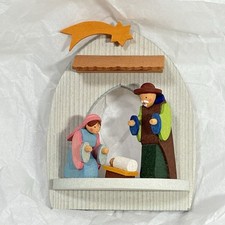 VTG Graupner Germany Wood Nativity Scene Christmas Ornament Handcrafted 3.25"