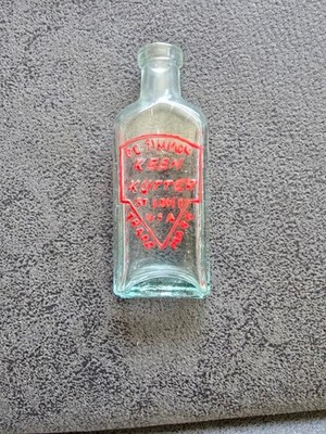 OLD VINTAGE AQUA KEEN KUTTER GUN OIL BOTTLE SIMMONS HARDWARE CO. ST. LOUIS