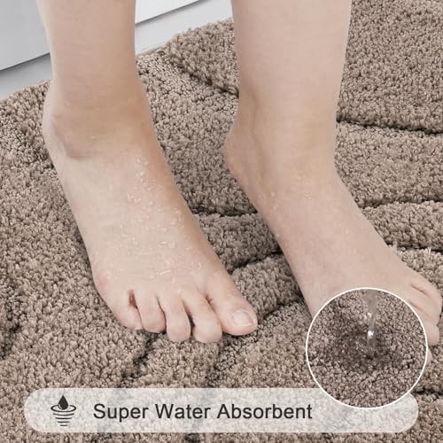 HEBE Bathroom Rugs Sets 5 Piece, Soft Absorbent Microfiber Bath Mat for 