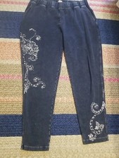Chico's Zenergy Sweatpants Blk Cotton Blend Sz 2 L  Knit Pull on Elastic Waist