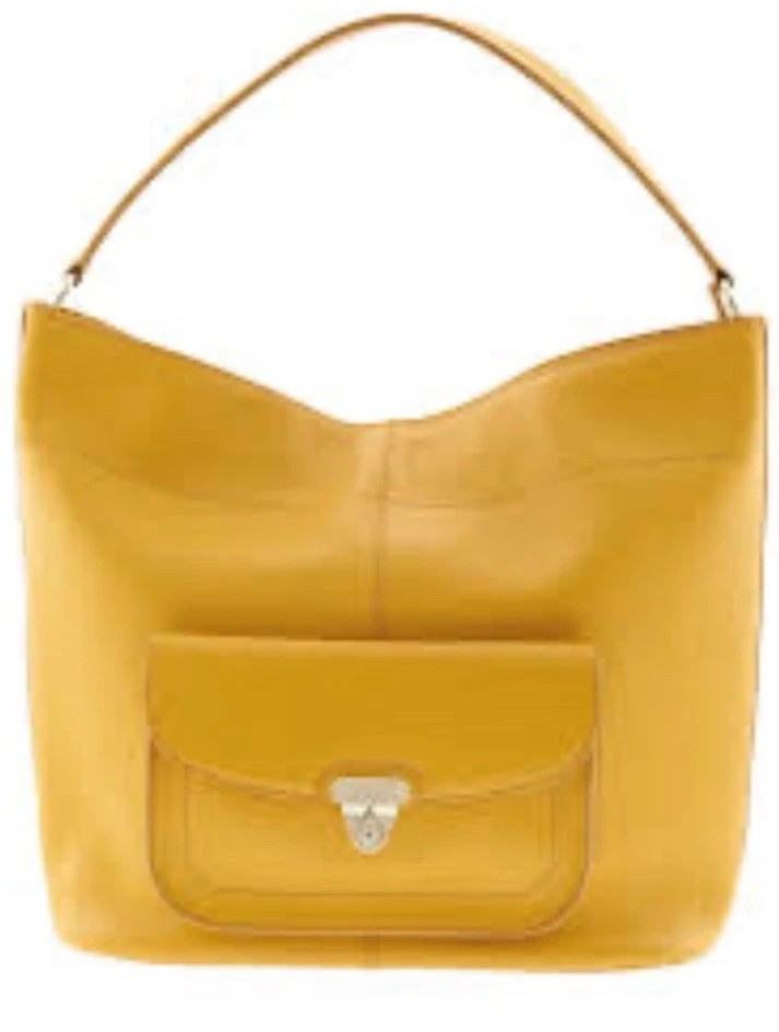 BANANA REPUBLIC NEW MUSTARD YELLOW LEATHER ZIPPER SHOULDER BAG SATCHEL $159