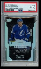 2016-17 UD Black Lustrous Rookies Signatures PSA 8 Brayden Point Rookie Auto