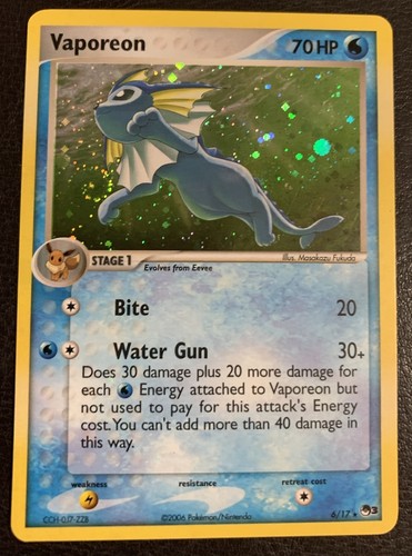 Vaporeon 6/17 Holo Swirl POP Series 3 NM-LP Pokémon TCG
