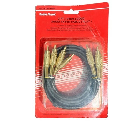 Radio Shack Gold Series 3 Ft Gold Audio Patch Cable RCA 42-2604 NEW Sealed