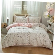 Girls Duvet Cover Twin Pink White Flower Bedding Twin 68" x 86" F White Pink