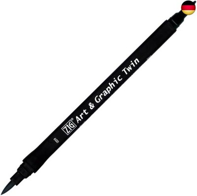 Kuretake ZIG Art and Graphic Pinselstift, mit 2 Spitzen, 009, Schwarz