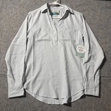 Magellan Aransas Pass Fishing Shirt Womens XS Classic Fit NWT Blue Stripe Henley