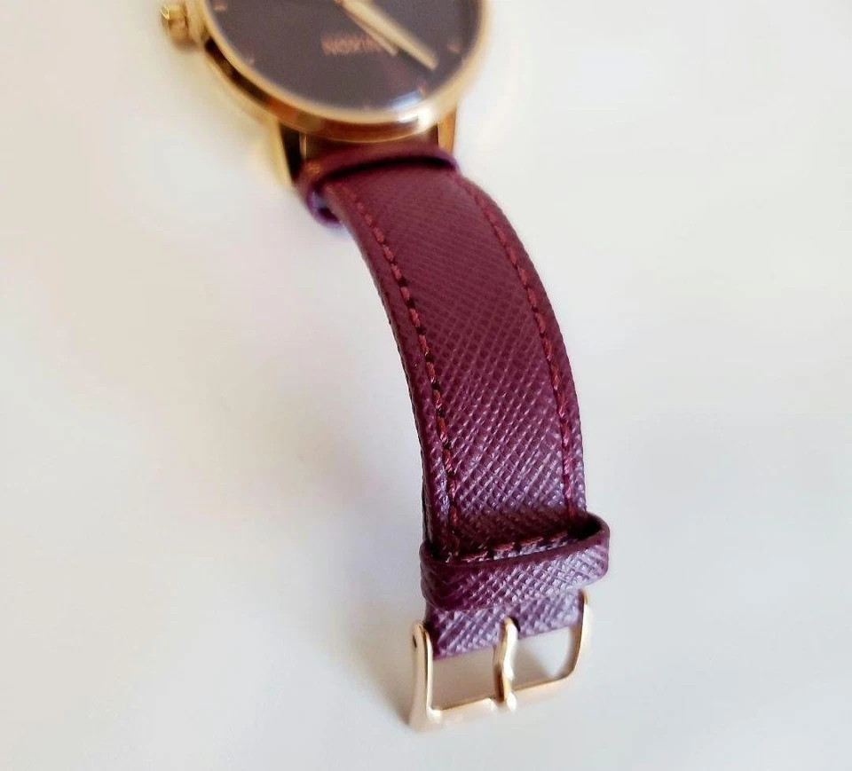 Reloj NIXON Kensington Cuero Burdeos Oro Rosa A108 2479 Diseño Lujo Foto 2 de 4