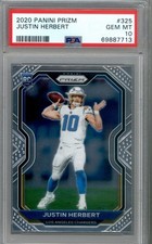 2020 Panini Prizm Justin Herbert  #325  PSA 10 GEM MINT NFL Chargers Rookie Card. rookie card picture